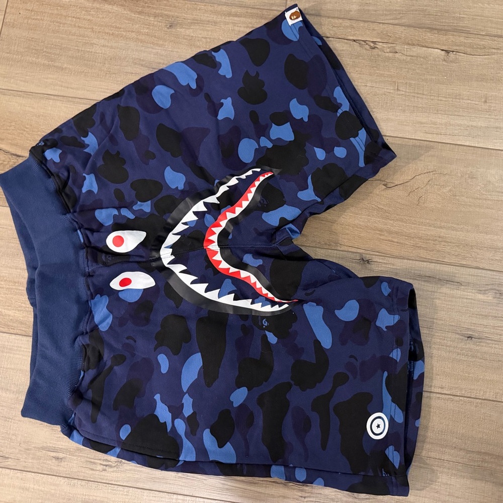 Bape Blue Camo Shark Swim Trunks